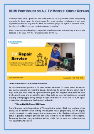HDMI PORT ISSUES ON ALL TV MODELS SIMPLE REPAIRS