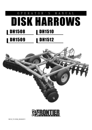 John Deere Frontier DH1508 DH1509 DH1510 DH1512 Disk Harrows Operator’s Manual Instant Download (Publication No. 5TL1518