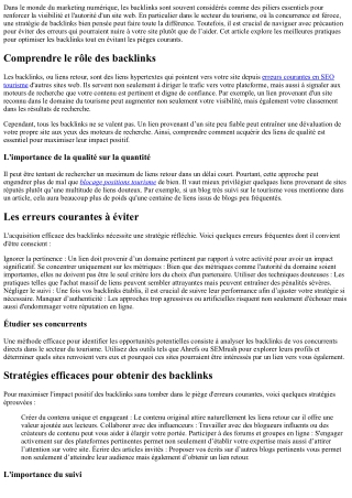 Maximisez l'impact positif des liens retour sans tomber dans le piège d'erreurs.