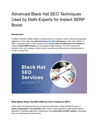 Advanced Black Hat SEO Techniques Used by Delhi Experts for Instant SERP Boost