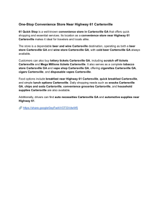 One-Stop Convenience Store Near Highway 61 Cartersville