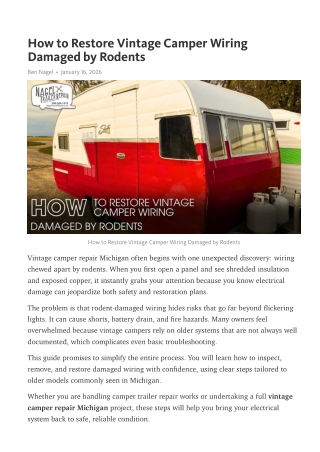 Step-by-Step Michigan Vintage Camper Wire Repair