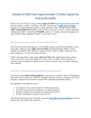 Classes for Kids That Inspire Growth | Online Classes for Kids by Wondrfly