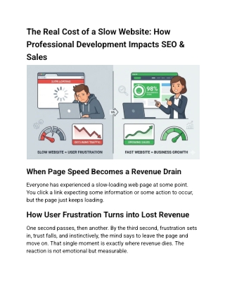 The Real Cost of a Slow Website: How Page Speed Impacts SEO, Sales & ROI