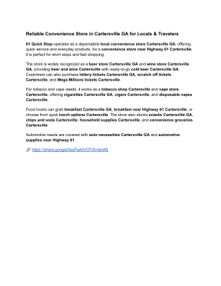 Reliable Convenience Store in Cartersville GA for Locals & Travelers