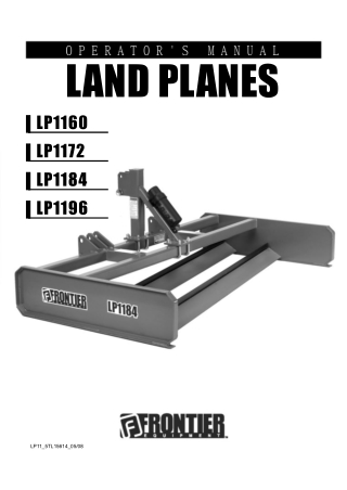 John Deere Frontier LP1160 LP1172 LP1184 LP1196 Land Planes Operator’s Manual Instant Download (Publication No. 5TL15614