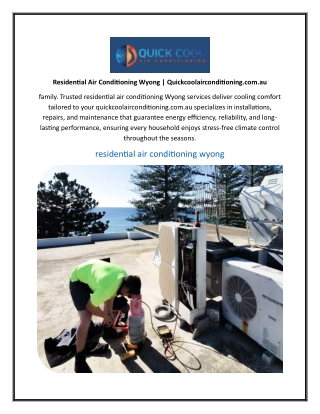 Residential Air Conditioning Wyong | Quickcoolairconditioning.com.au