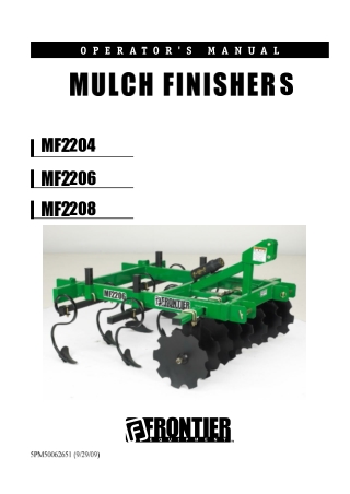 John Deere Frontier MF2204 MF2206 MF2208 Mulch Finishers Operator’s Manual Instant Download (Publication No. 5PM50062651