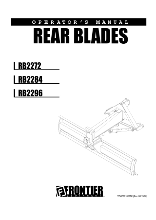 John Deere Frontier RB2272 RB2284 RB2296 Rear Blades Operator’s Manual Instant Download (Publication No. 5TMC8010017K)