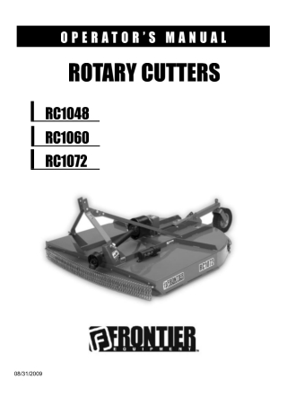 John Deere Frontier RC1048 RC1060 RC1072 Rotary Cutters Operator’s Manual Instant Download