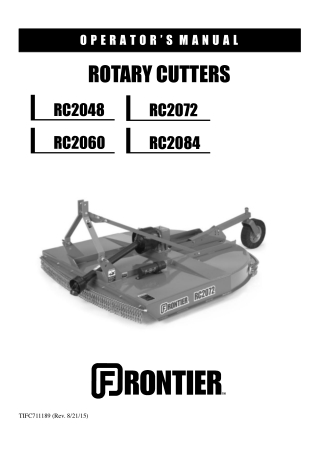 John Deere Frontier RC2048 RC2060 RC2072 RC2084 Rotary Cutters Operator’s Manual Instant Download (Publication No.TIFC71