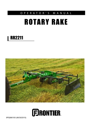 John Deere Frontier RR2211 Rotary Rake Operator’s Manual Instant Download (Publication No.5PQ990105)