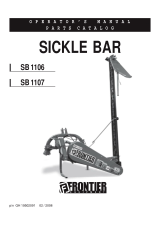John Deere Frontier SB1106 SB1107 Sickle Bar Operator’s and Parts Catalog Manual Instant Download (Publication No.GH1950