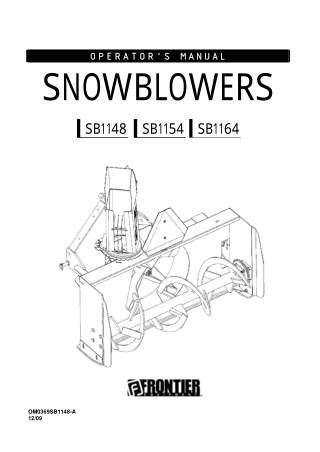 John Deere Frontier SB1148 SB1154 SB1164 Snowblowers Operator’s Manual Instant Download (Publication No. 5RDSB1148A)
