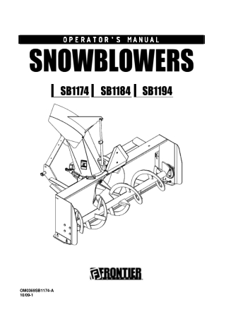 John Deere Frontier SB1174 SB1184 SB1194 Snowblowers Operator’s Manual Instant Download (Publication No. 5RDSB1174A)