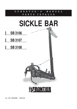 John Deere Frontier SB3106 SB3107 SB3108 Sickle Bar Operator’s and Parts Catalog Manual Instant Download (Publication No