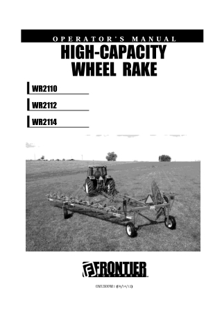 John Deere Frontier WR2110 WR2112 WR2114 High-Capacity Wheel Rake Operator’s Manual Instant Download (Publication No. TN