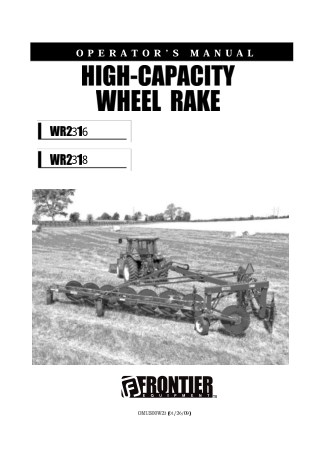 John Deere Frontier WR2316 WR2318 High-Capacity Wheel Rake Operator’s Manual Instant Download (Publication No. OMUS00W23