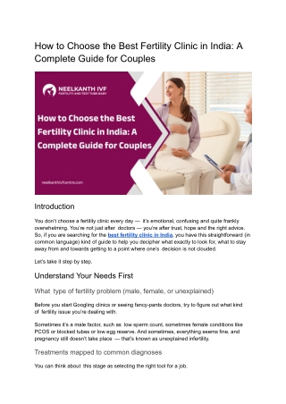 How to Choose the Best Fertility Clinic in India: A Complete Guide for Couples