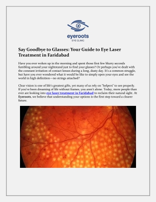 Say Goodbye to Glasses Your Guide to Eye Laser Treatment in Faridabad