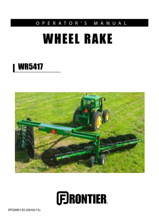 John Deere Frontier WR5417 Wheel Rake Operator’s Manual Instant Download (Publication No.5PQ990125)