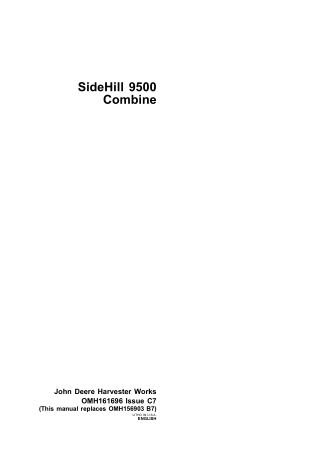 John Deere SideHill 9500 Combine Operator’s Manual Instant Download (Publication No.omh161696)