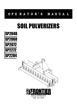 John Deere SP2048 SP2060 SP2072 SP2272 SP2284 Soil Pulverizers Operator’s Manual Instant Download (Publication No. 5BP96
