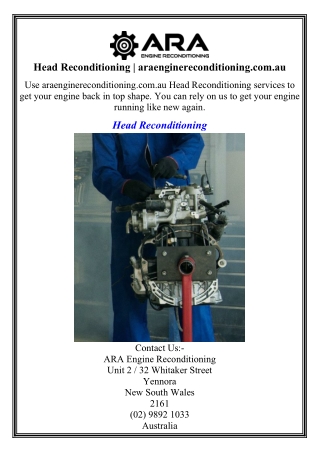 Head Reconditioning araenginereconditioning.com.au