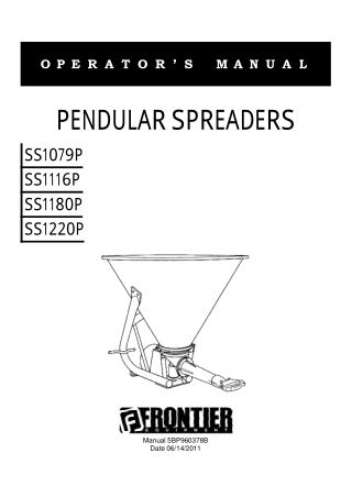 John Deere SS1079P SS1116P SS1180P SS1220P Pendular Spreaders Operator’s Manual Instant Download (Publication No. 5BP960