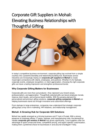 Corporate Gift Suppliers in Mohali Elevating Business Relationships with Thoughtful Gifting