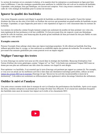 Backlinks et tourisme : 5 erreurs à ne pas commettre