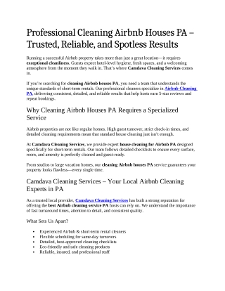 1- Professional Cleaning Airbnb Houses PA – Trusted, Reliable, and Spotless Results
