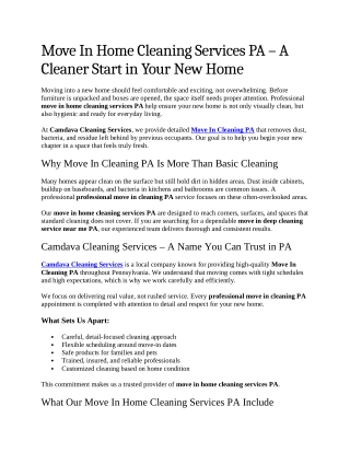 6- Move In Home Cleaning Services PA – A Cleaner Start in Your New Home