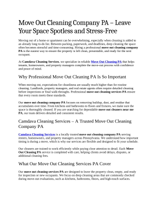 10- Move Out Cleaning Company PA – Leave Your Space Spotless and Stress-Free