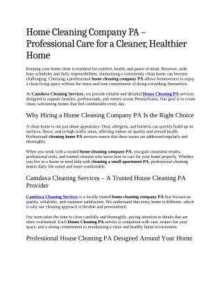 9- Home Cleaning Company PA – Professional Care for a Cleaner, Healthier Home