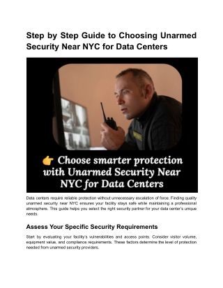 Step by Step Guide to Choosing Unarmed Security Near NYC for Data Centers