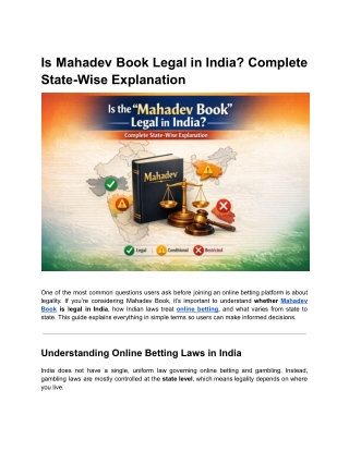 Is Mahadev Book Legal in India? Complete State-Wise Explanation