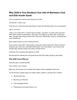 Why 2026 Is Your Breakout Year with AI Marketers Club and Side Hustle Quest