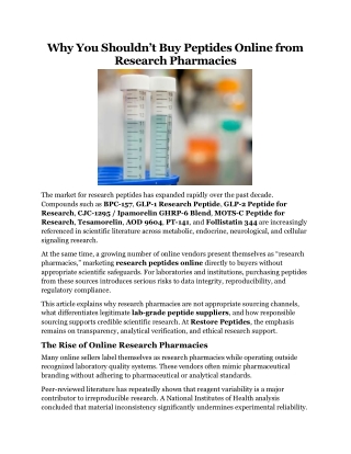 Why You Shouldn't Buy Peptides Online from Research Pharmacies
