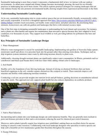 Building Sustainable Landscapes: Tips from Experts in the Field.