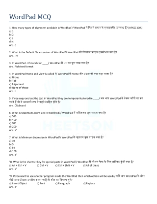 WordPad MCQ