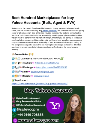 Best Hundred Marketplaces for buy Yahoo Accounts (Bulk, Aged & PVA)