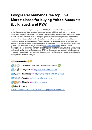 Google Recommends the top Five Marketplaces for buying Yahoo Accounts (bulk, age