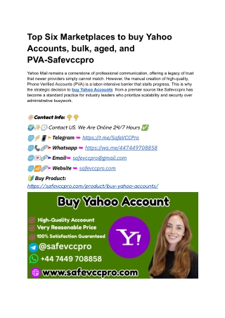 Top Six Marketplaces to buy Yahoo Accounts, bulk, aged, and PVA-Safevccpro