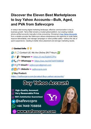 Discover the Eleven Best Marketplaces to buy Yahoo Accounts—Bulk, Aged, and PVA