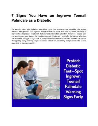 7 Signs You Have an Ingrown Toenail Palmdale as a Diabetic