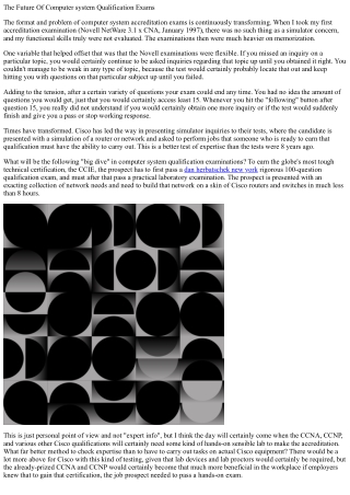 The future of computer system accreditation examinations