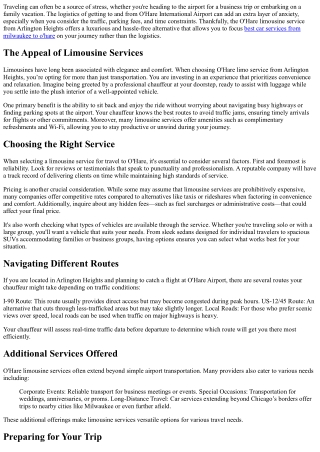 Relax and Enjoy: O'Hare Limousine Service from Arlington Heights