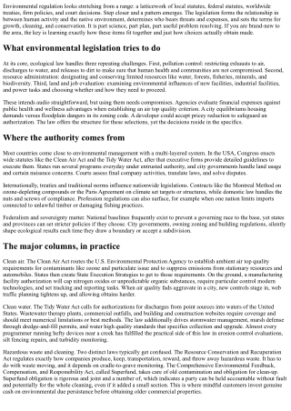 Comprehending Environmental Legislation: A Novice's Guide