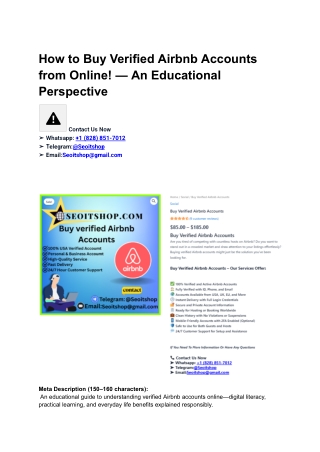 How to Buy Verified Airbnb Accounts from Online